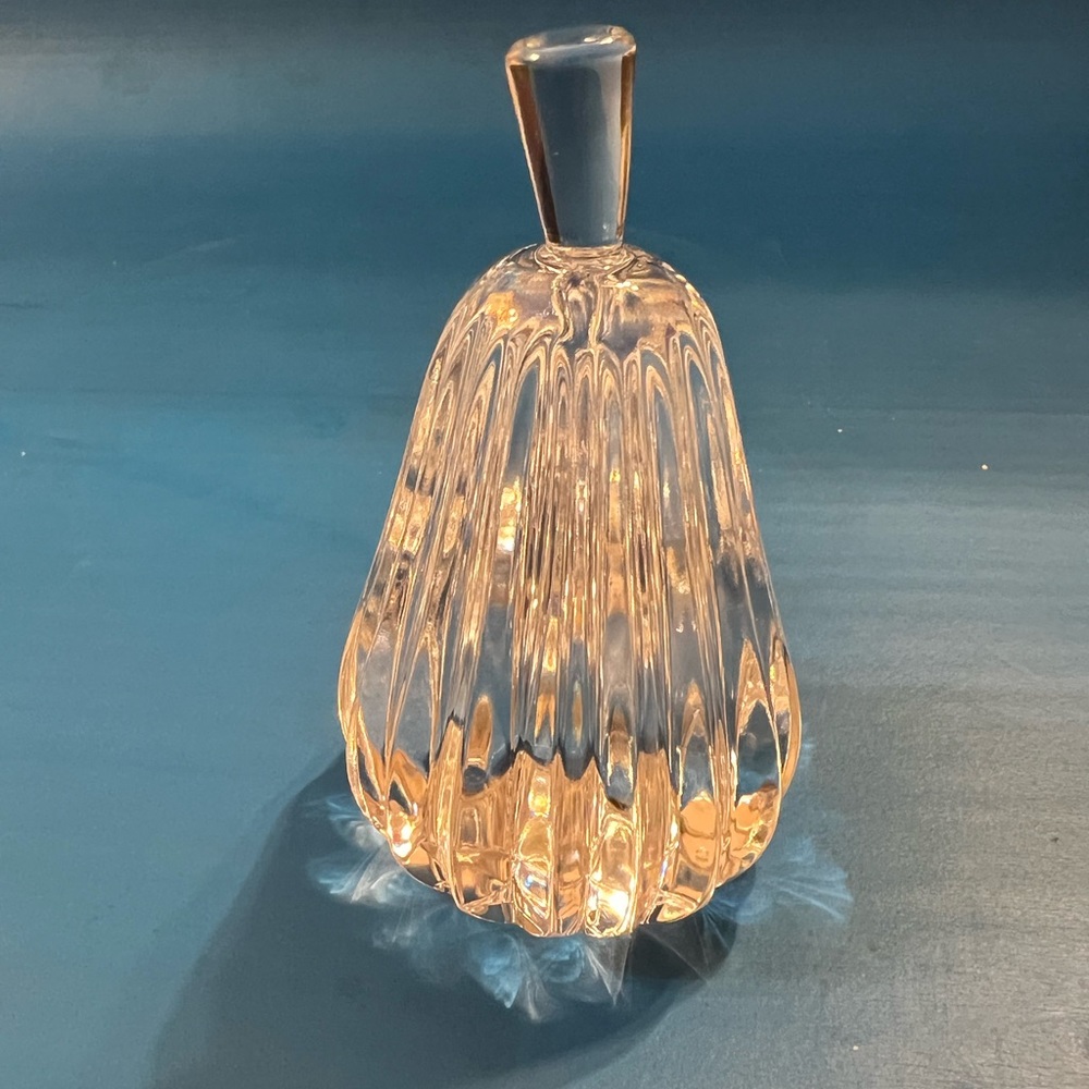 Crystal Glass Ribbed Pear Paperweight 4"